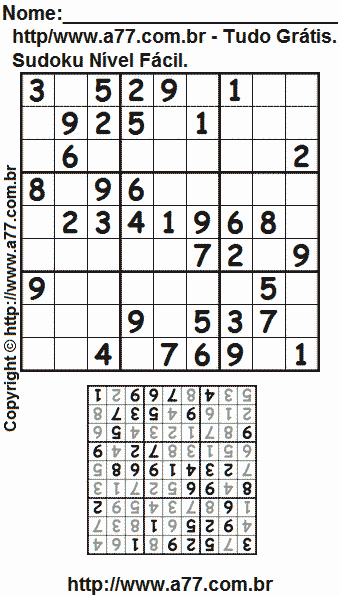 Sudoku Para Impressão Fácil Com Respostas